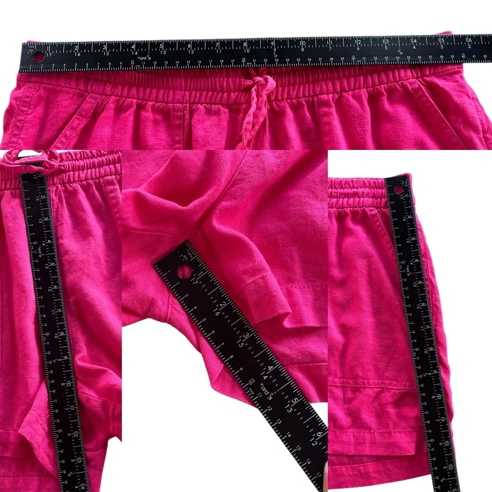 J.Crew Women’s Sm. Pink Linen Blend Drawstring Shorts Nautical Beach Girly AX922